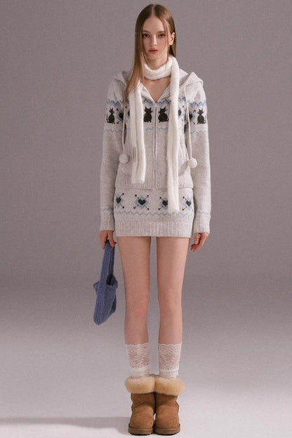 Fair Isle Woolen Skirt Set-Up