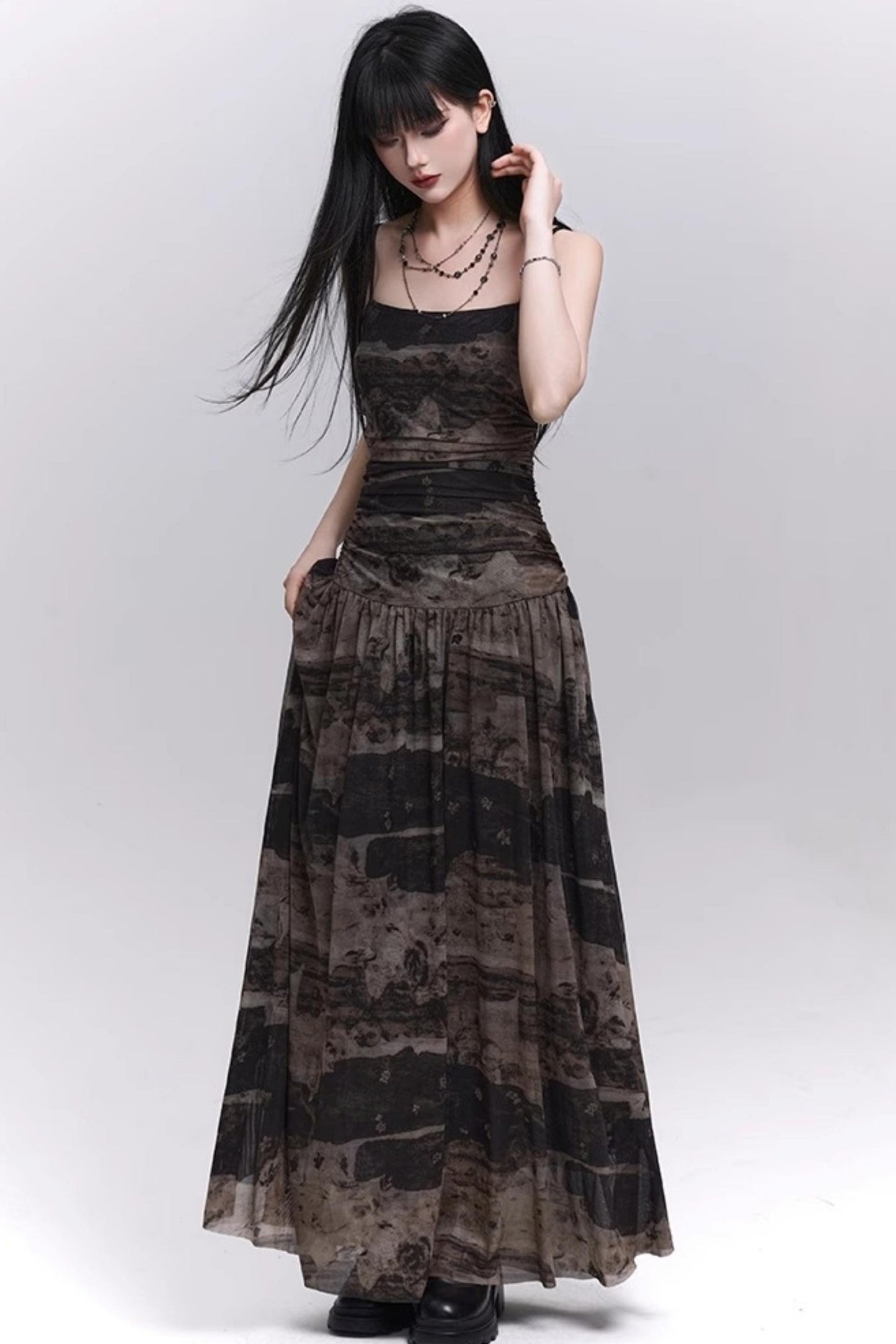 Summer Black And Brown Halter Dress