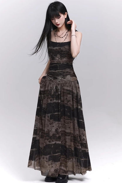 Summer Black And Brown Halter Dress