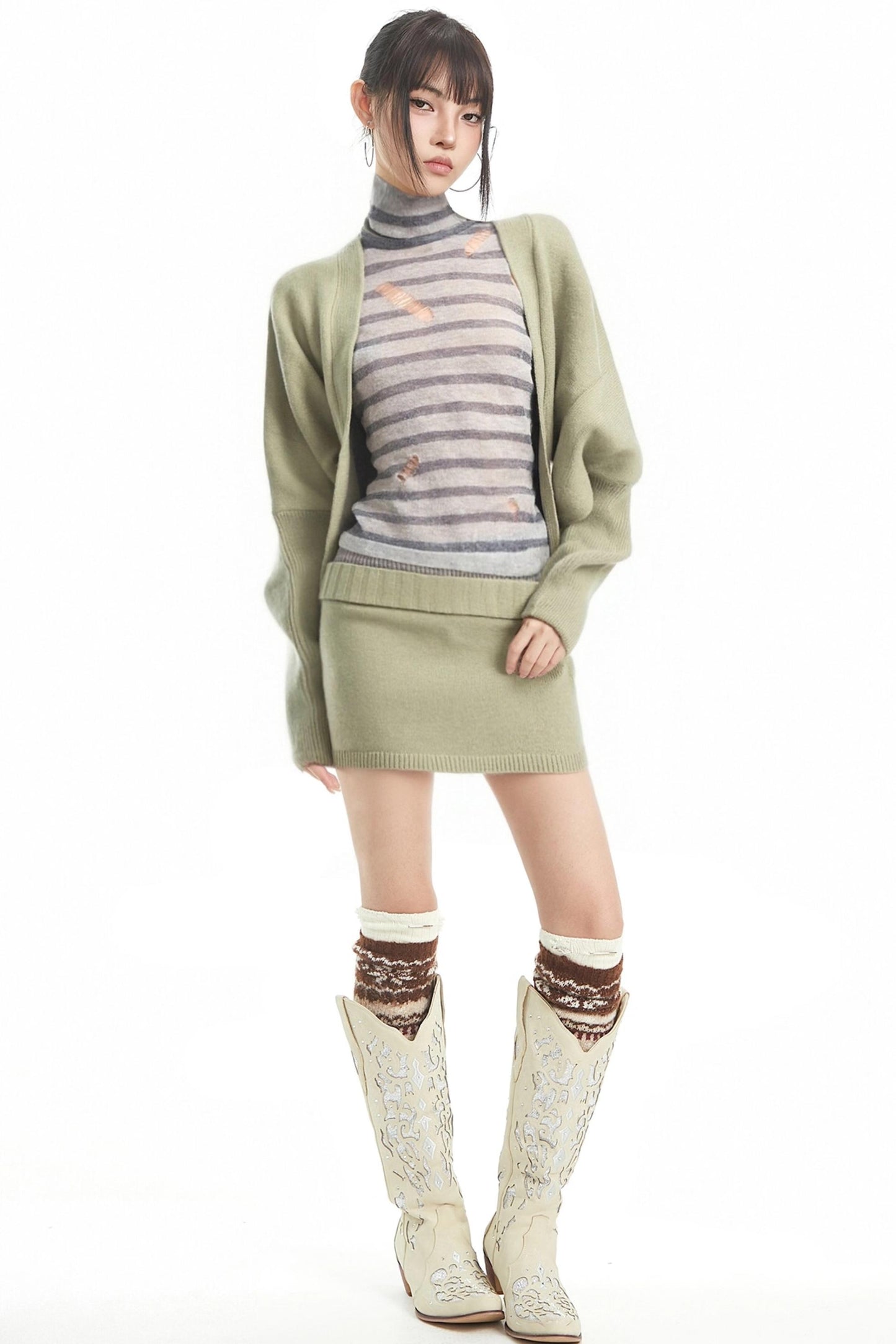 Knitted Batwing Cardigan Set-Up