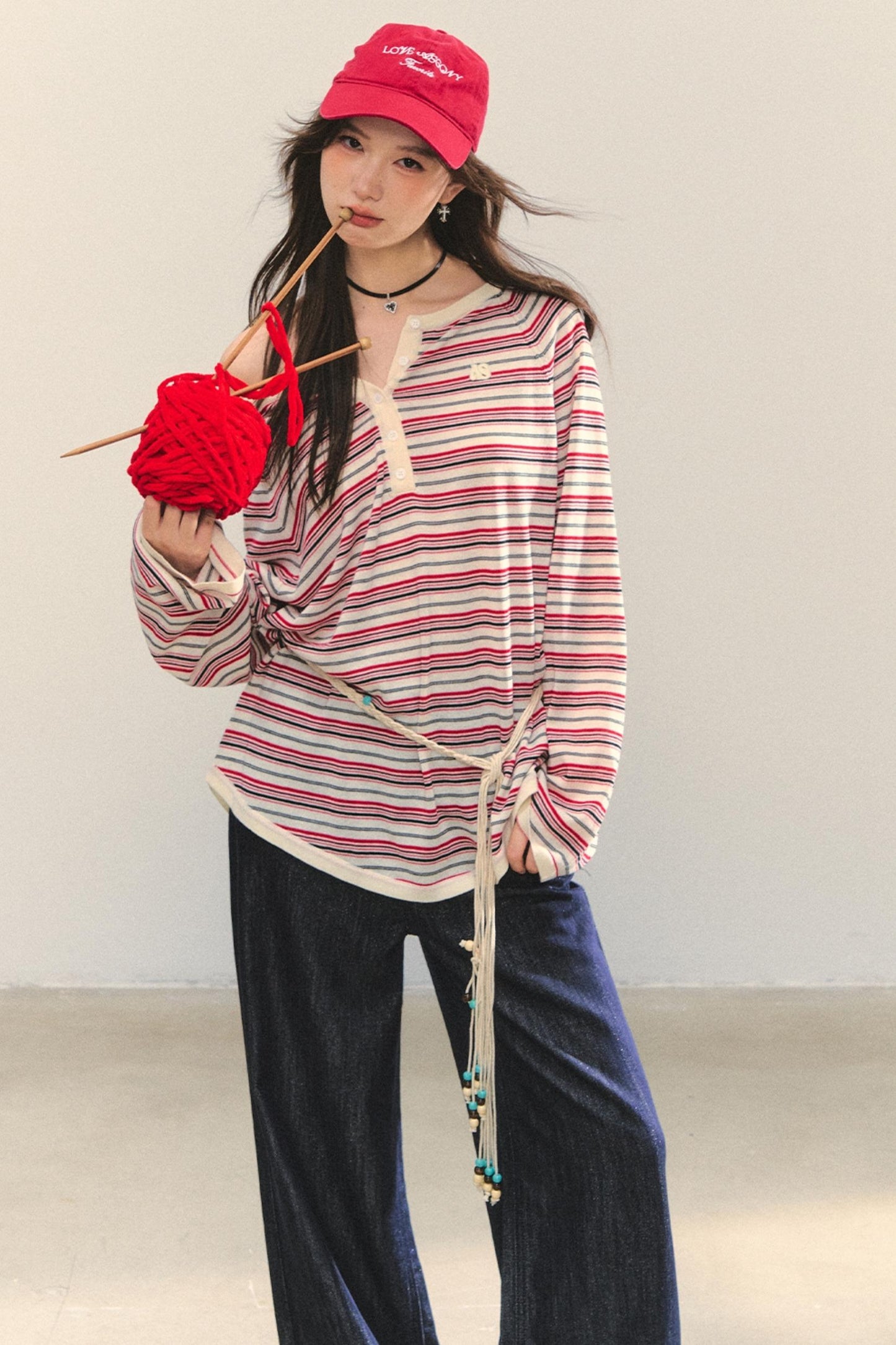 Pink Striped Knit Top