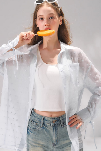 Camisa de encaje con lunares