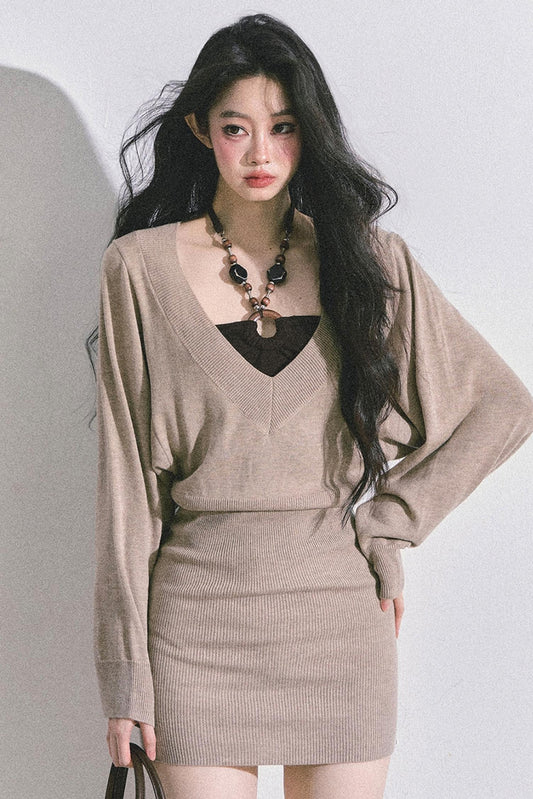 Gold Wisdom French Knitted Dress Set-Up