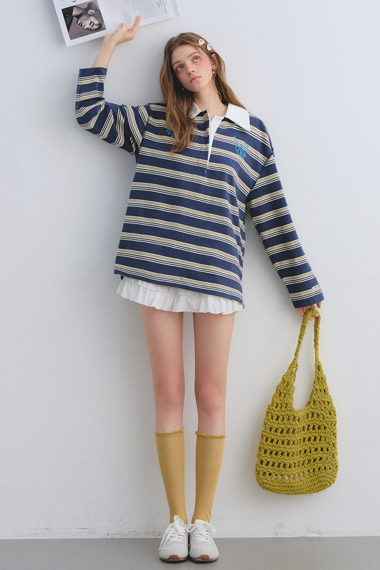 American Patchwork Striped Polo Blouse