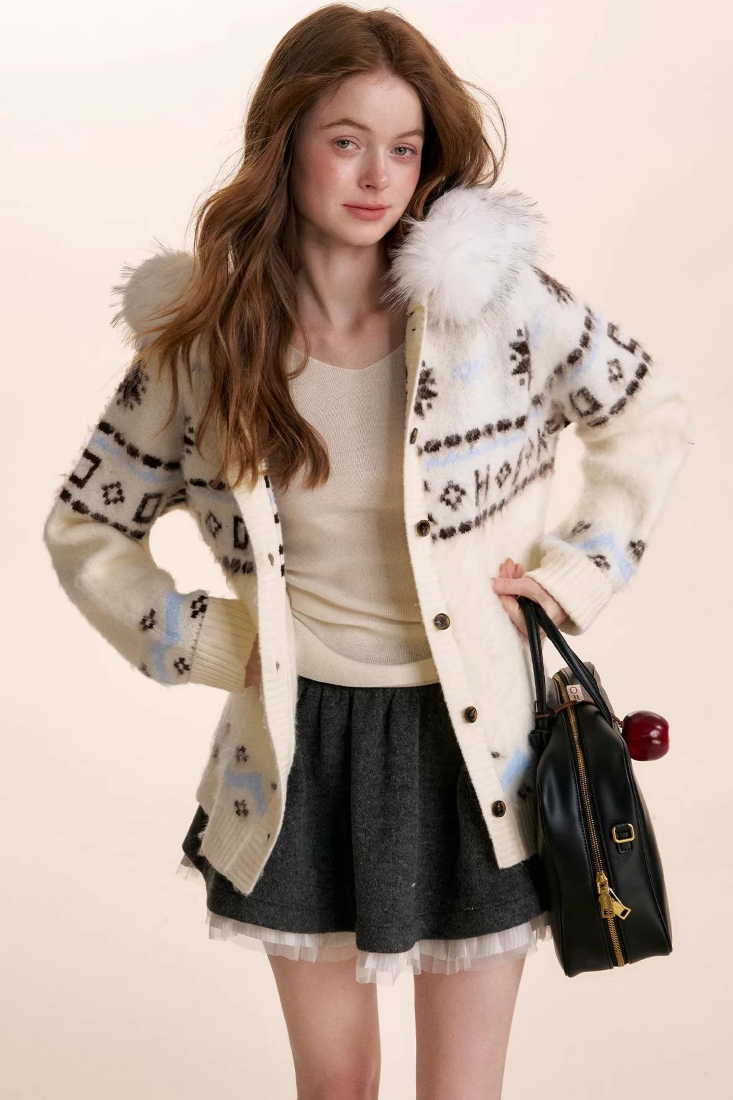 Fair Isle Wool Hooded Cardigan