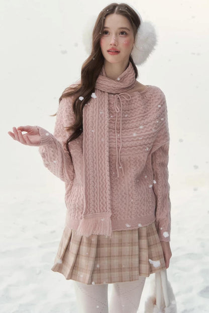 Vintage Twist Knit Off-Shoulder Sweater