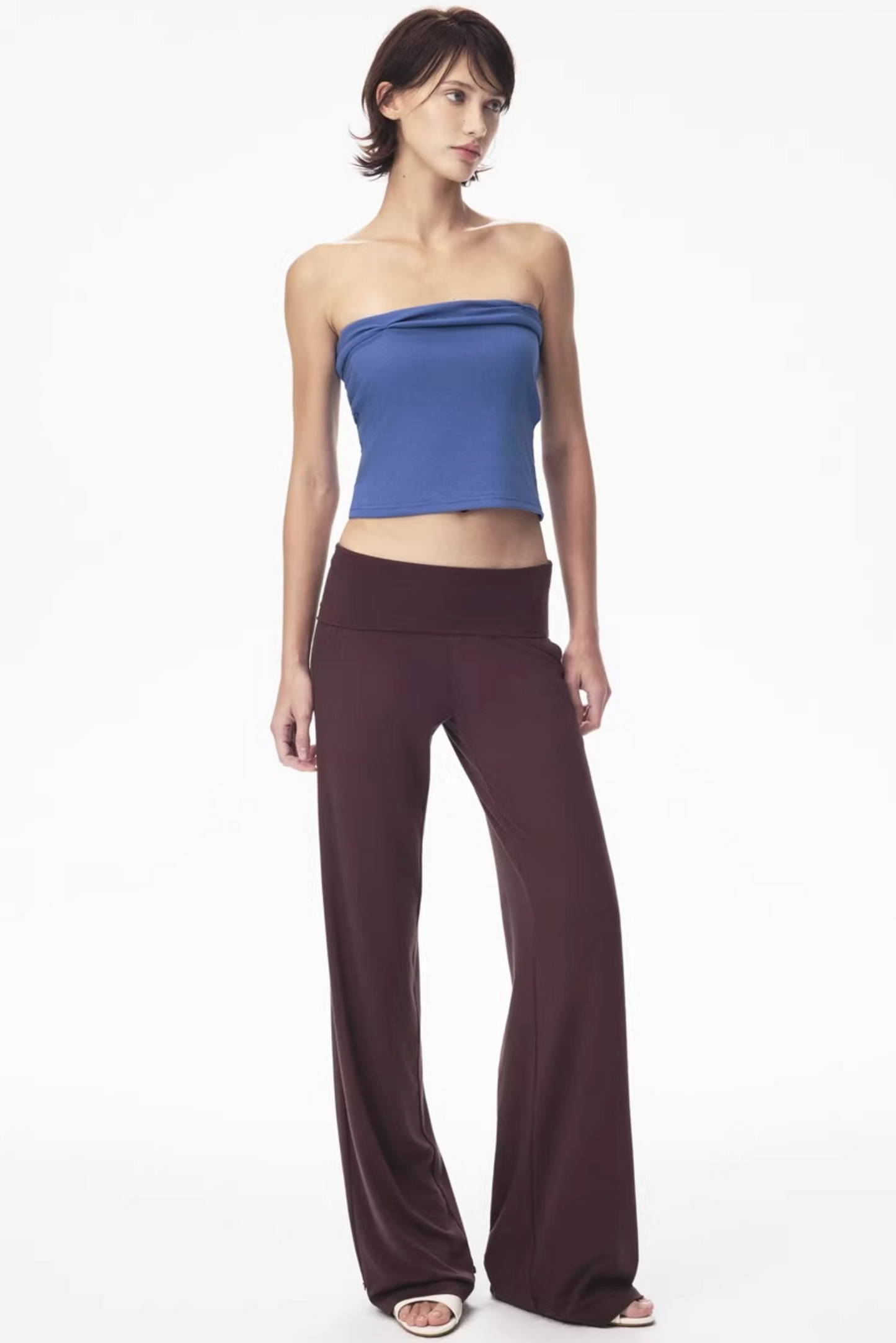 Brown Knit Slim-Fit Pants