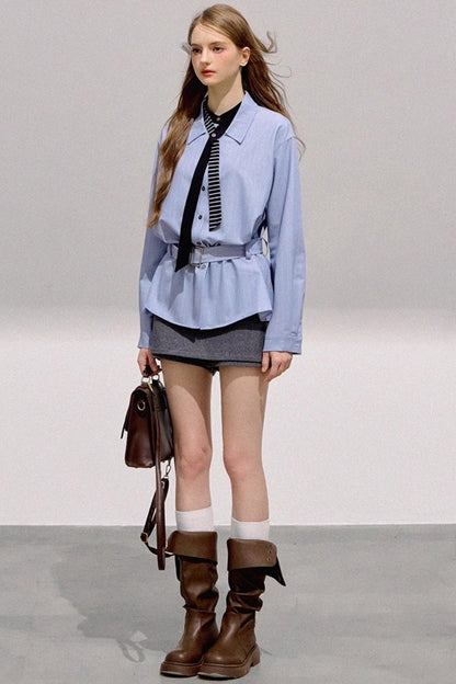 Mint Blue Striped Tunic Shirt