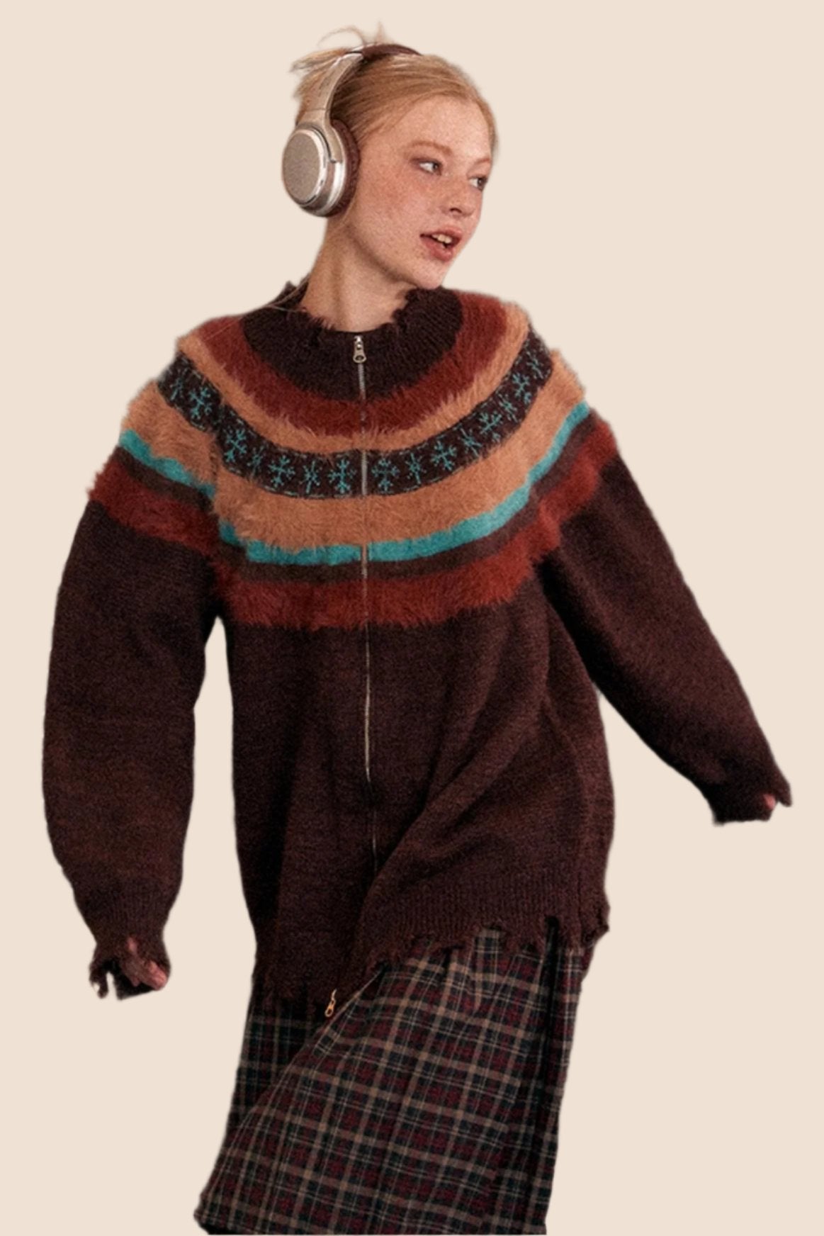 Retro Contrast Stitching Knitwear Cardigan