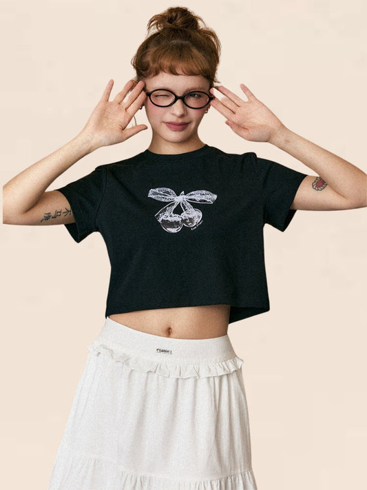 Black Butterfly Short Sleeve Top