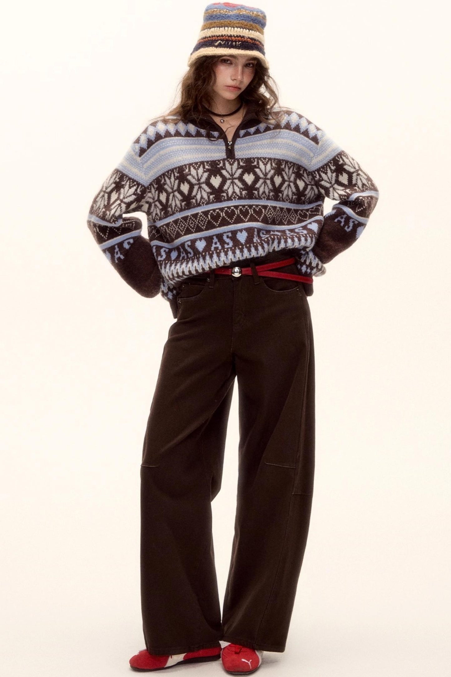 Fair Isle Knit Cardigan Set-Up