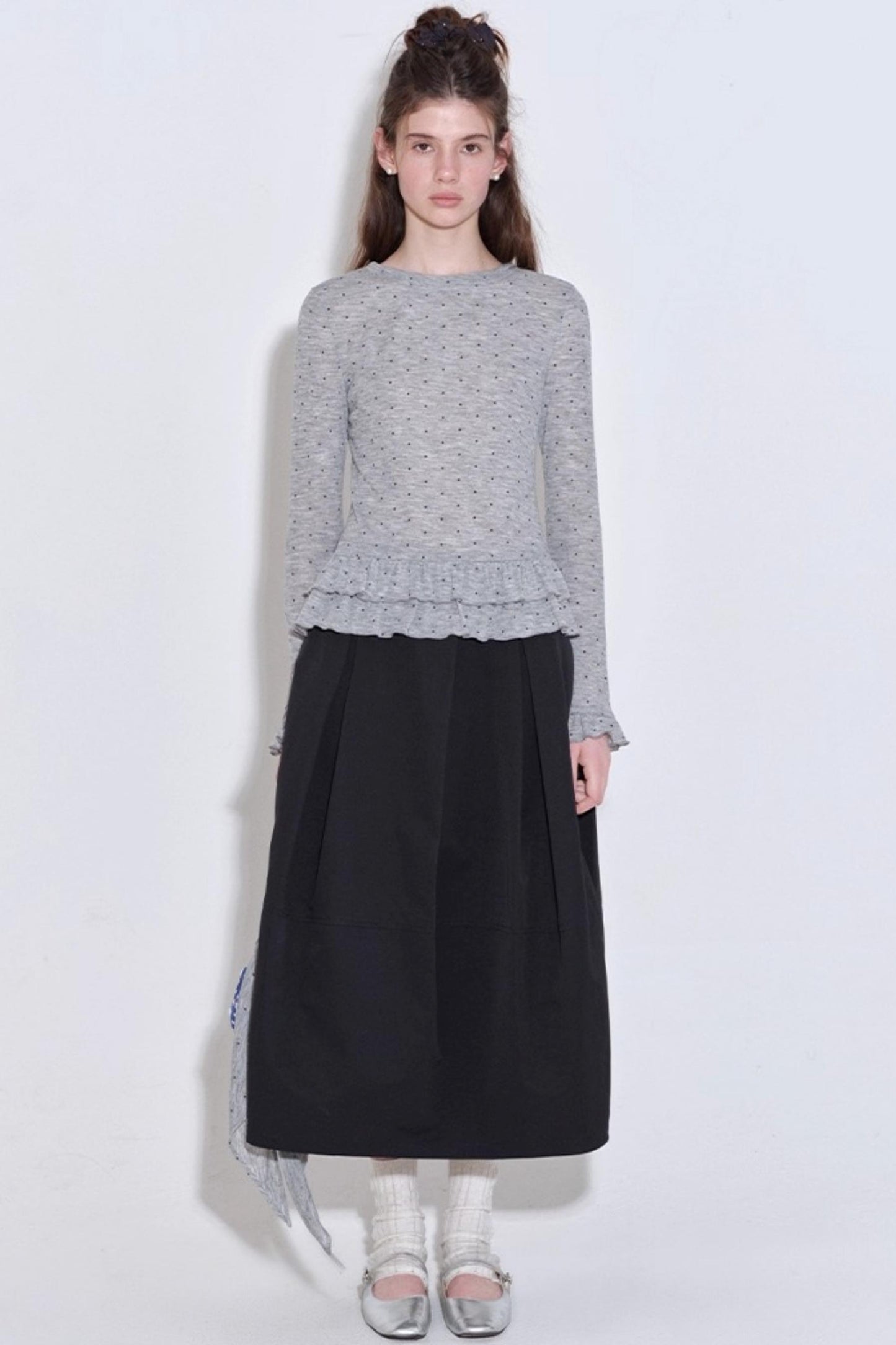 Romantic Polka Dot Long-Sleeved T-shirt