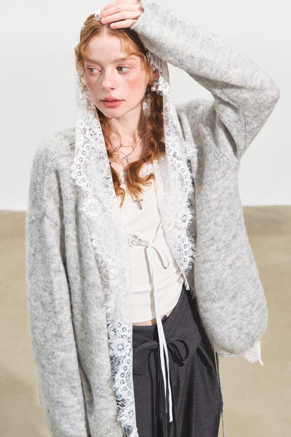 Hooded Panelled Lace Cover-Up Outer