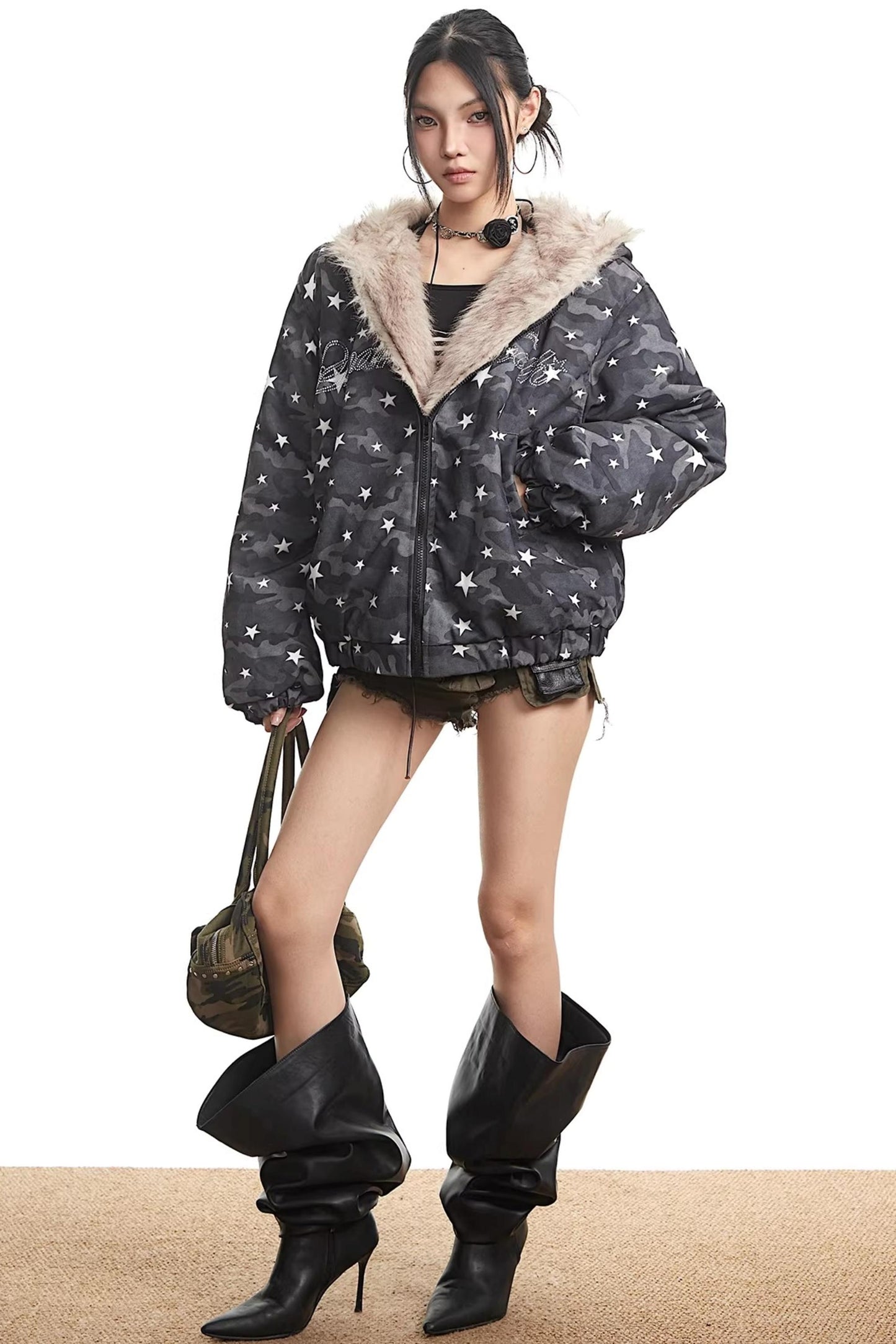 Retro Camouflage Hooded Jacket