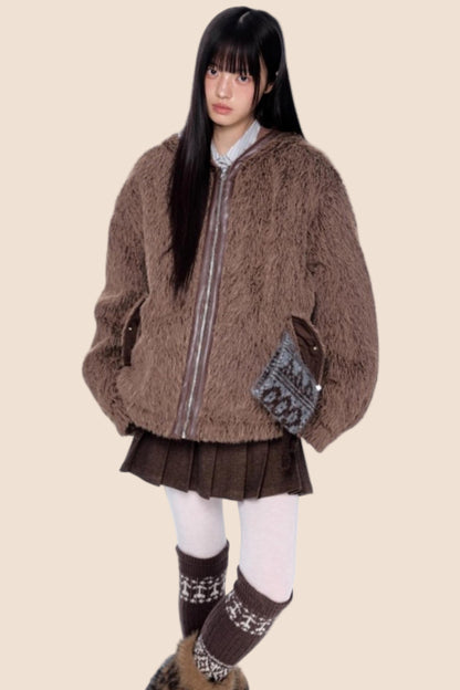 Furry Hooded Cotton Jacket