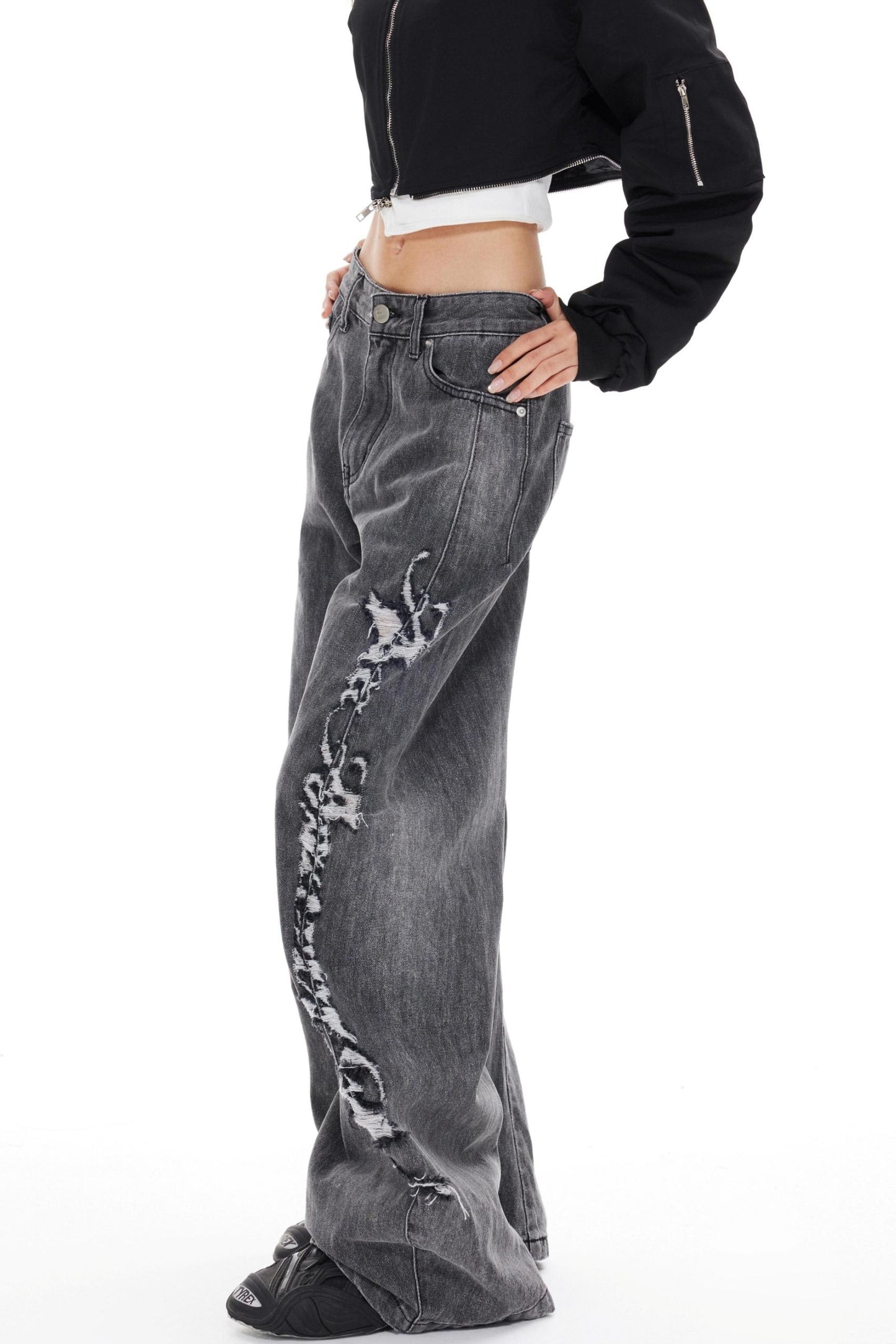 Blue Distressed Denim Pants