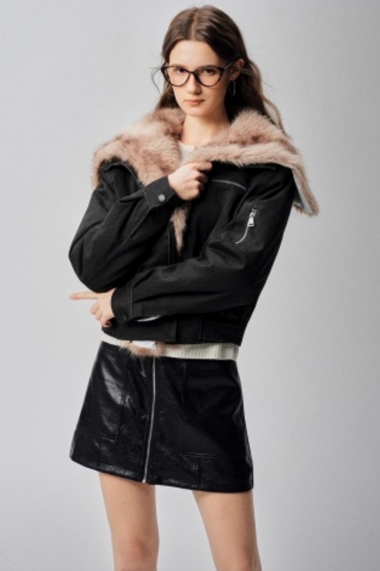 Detachable Collar Padded Jacket Shorts Set-Up