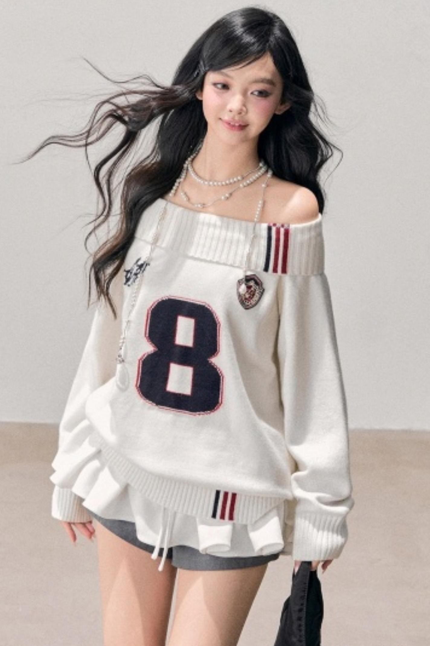 Youthful Off-Shoulder Knit Sweater