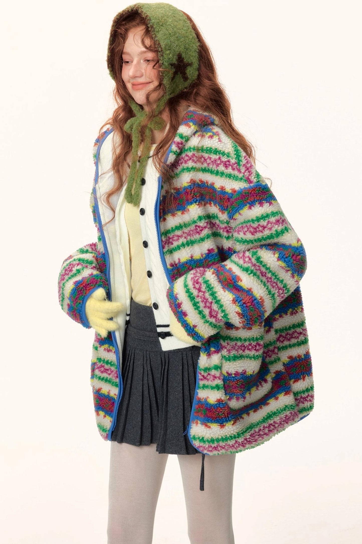 Imitation Cashmere Hooded Jacket