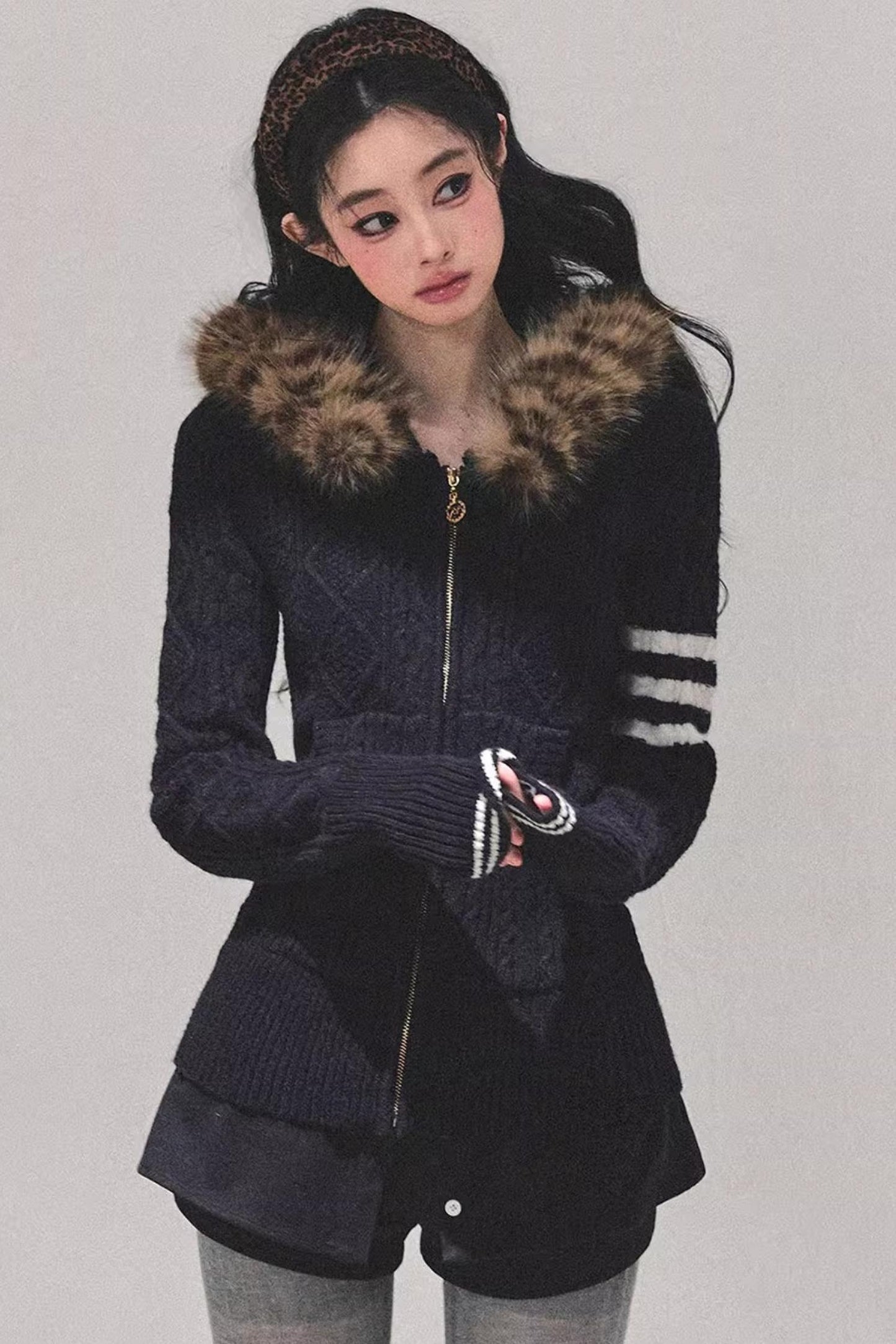 American-Style Hooded Knit Sweater