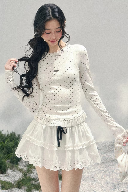 Polka Dot Two-Piece Blouse