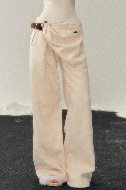 Fleece-Lined Wide-Leg Pants