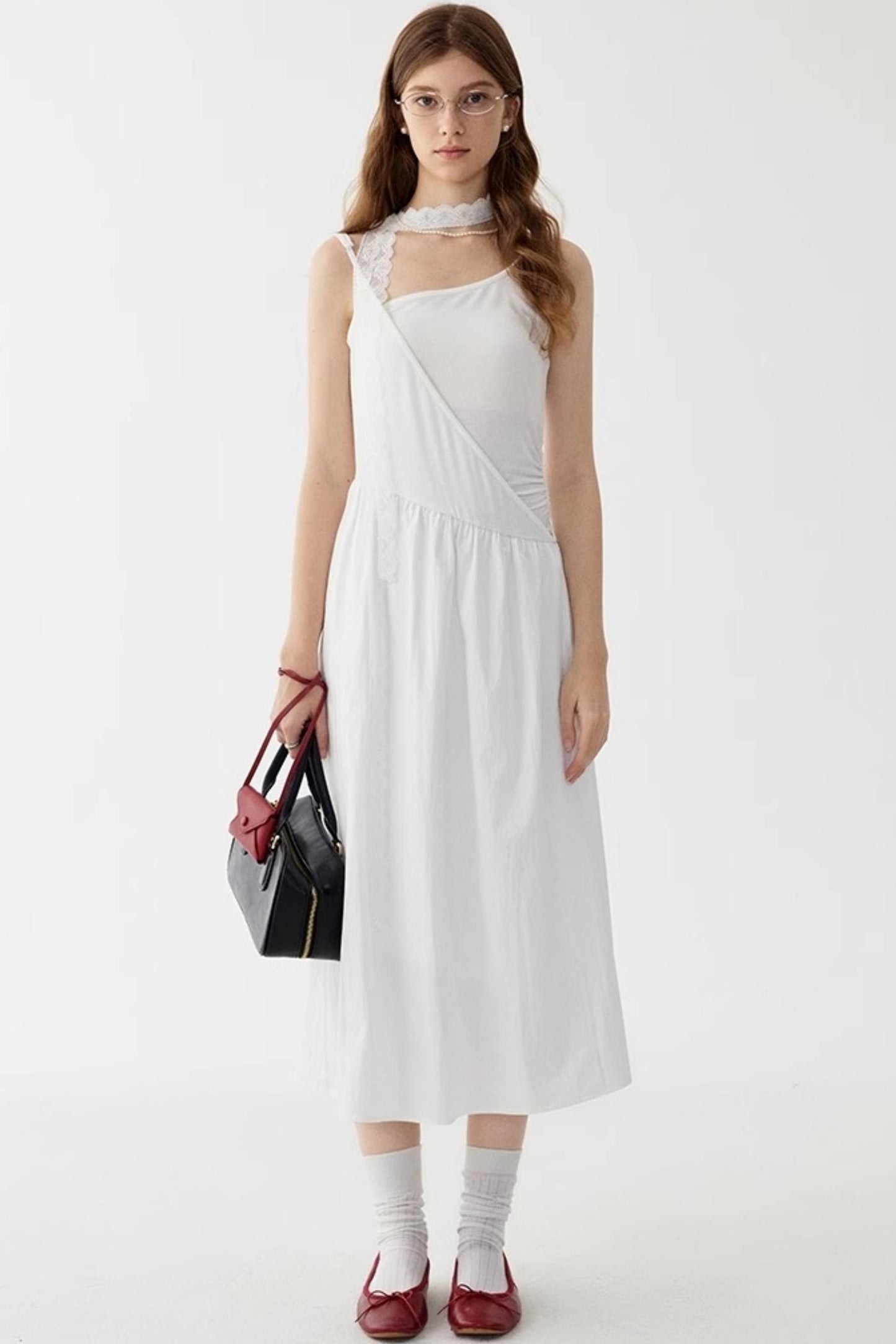 White Halter Midi Dress