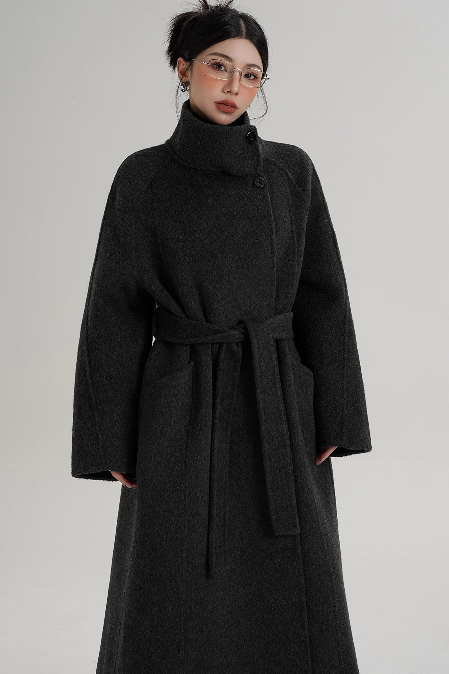 Turtleneck Long Wool Coat