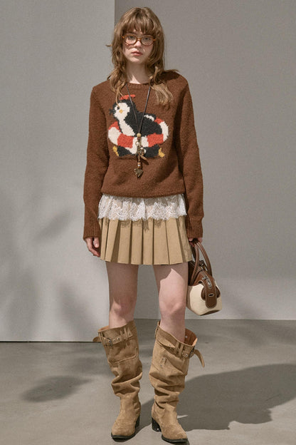 Silk Classic Pleated Puffy Short Skirt