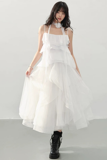 Neck Flower Ruffled Top