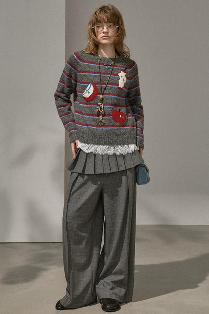 Apple Striped Crew Neck Top