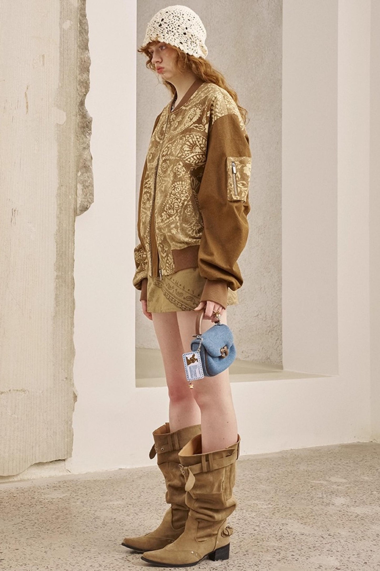 Cashew Print Long Sleeve Flight Jacket