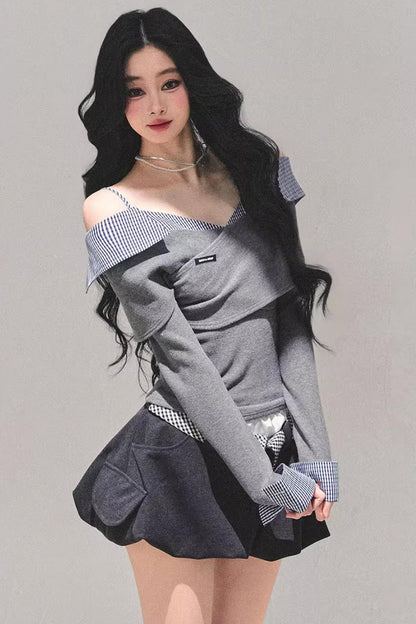 Dreams Interwoven Plaid Top