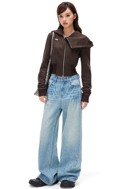 Diagonal Placket Fleece Jacket