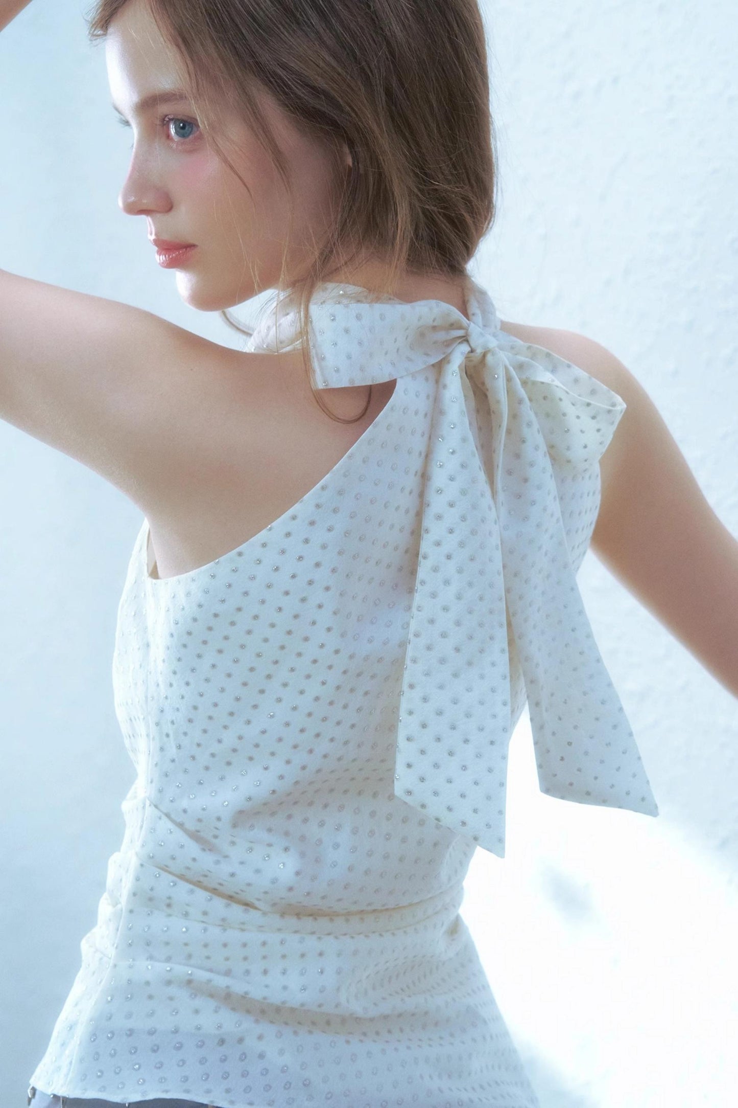 Beige Blue Swing Top