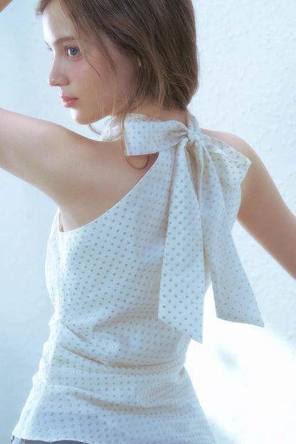 Beige Blue Swing Top