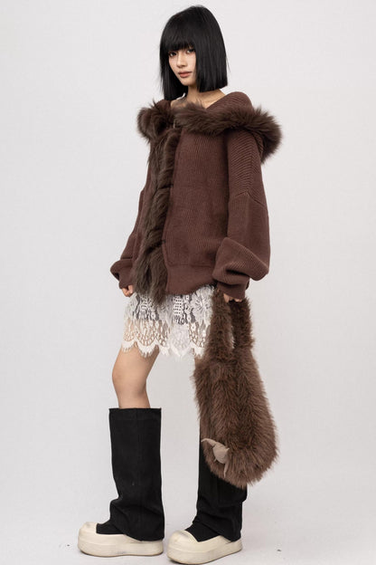 Fringe Knit Sweater Jacket