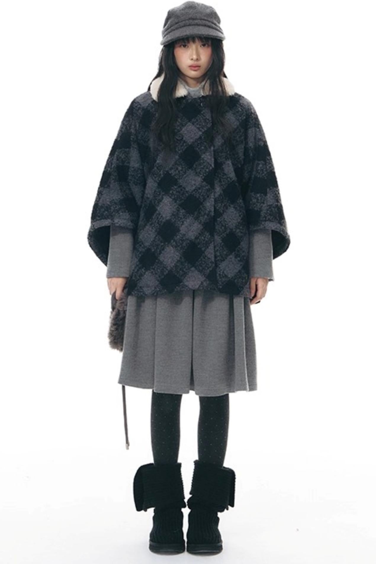 Knitted Scarf Collar Jacket Set-Up