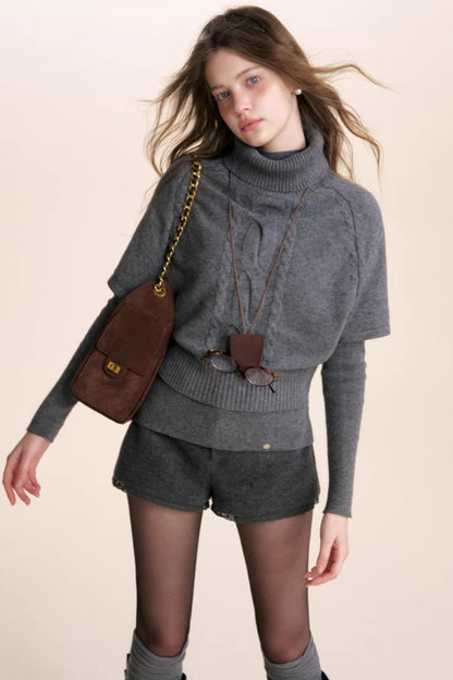 Winter Knit Turtleneck Sweater Set-Up