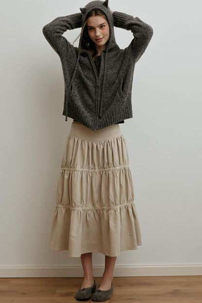 Sunset Suede Spliced Belt Umbrella Skirt