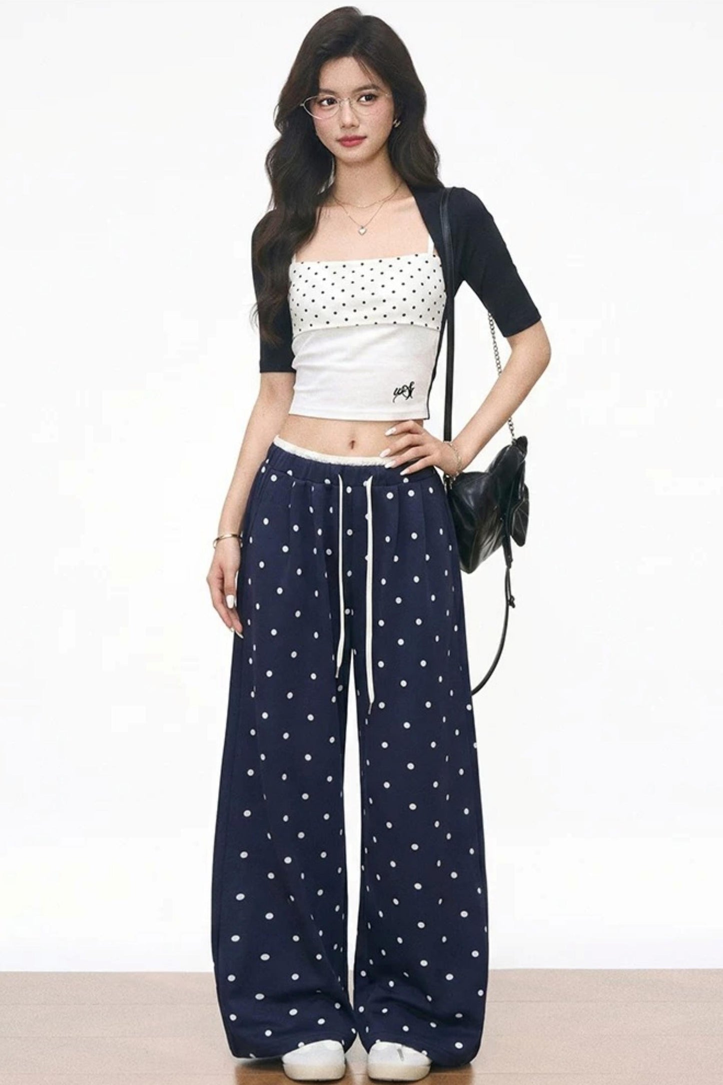 Polka Dot Mid-Sleeve Top Set-Up