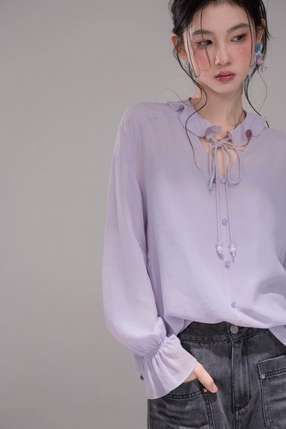 Conjunto de blusa púrpura oscuro de acetato