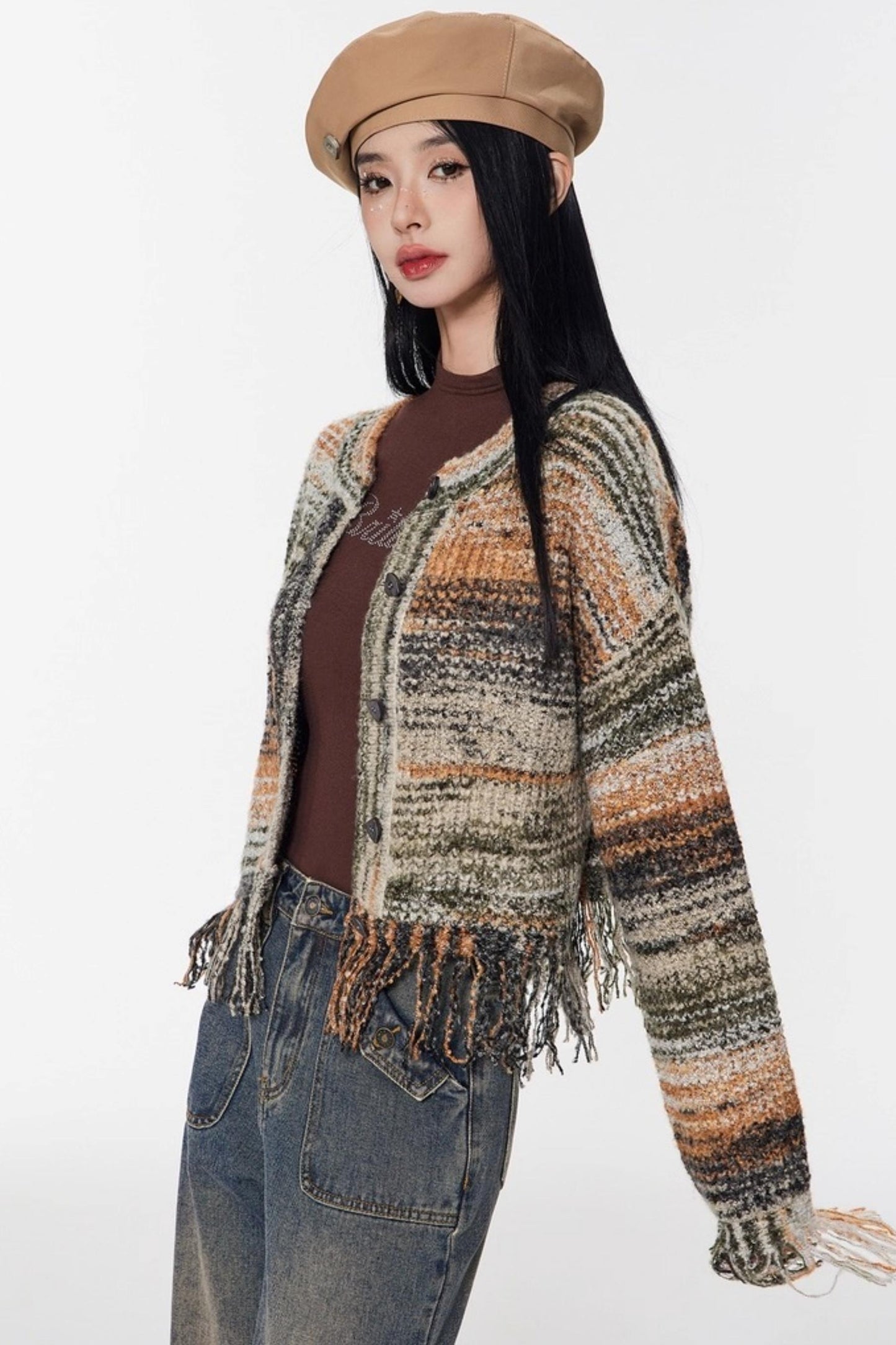 Vintage Gradient Knitted Cardigan