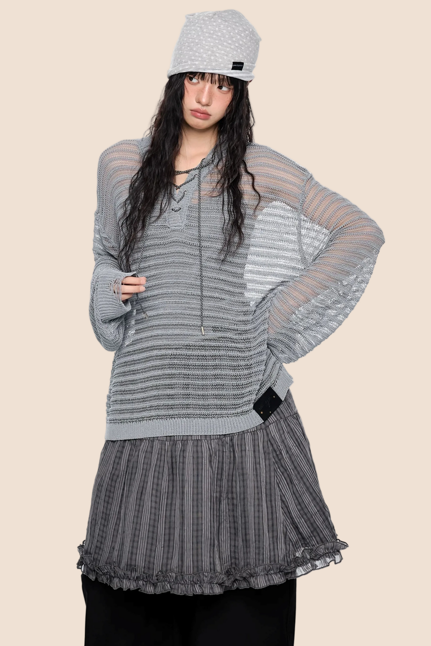 Blusa a righe con colletto e cut-out