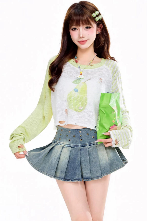 Fruit Print Knitted Top