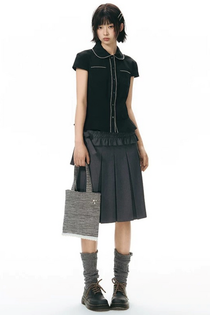 Conjunto de falda plisada desmontable de largo medio