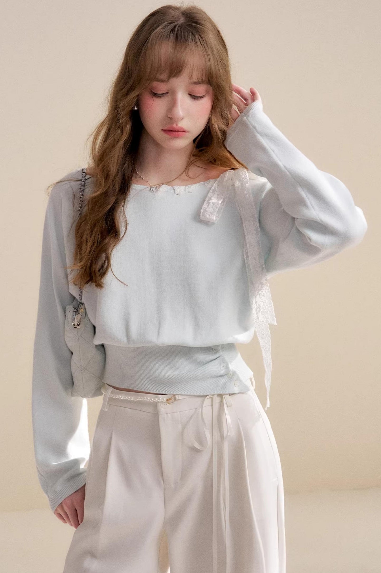 Romantic Lace Off-Shoulder Knit Sweater