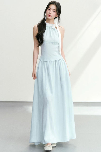 Conjunto de traje elegante con cuello halter