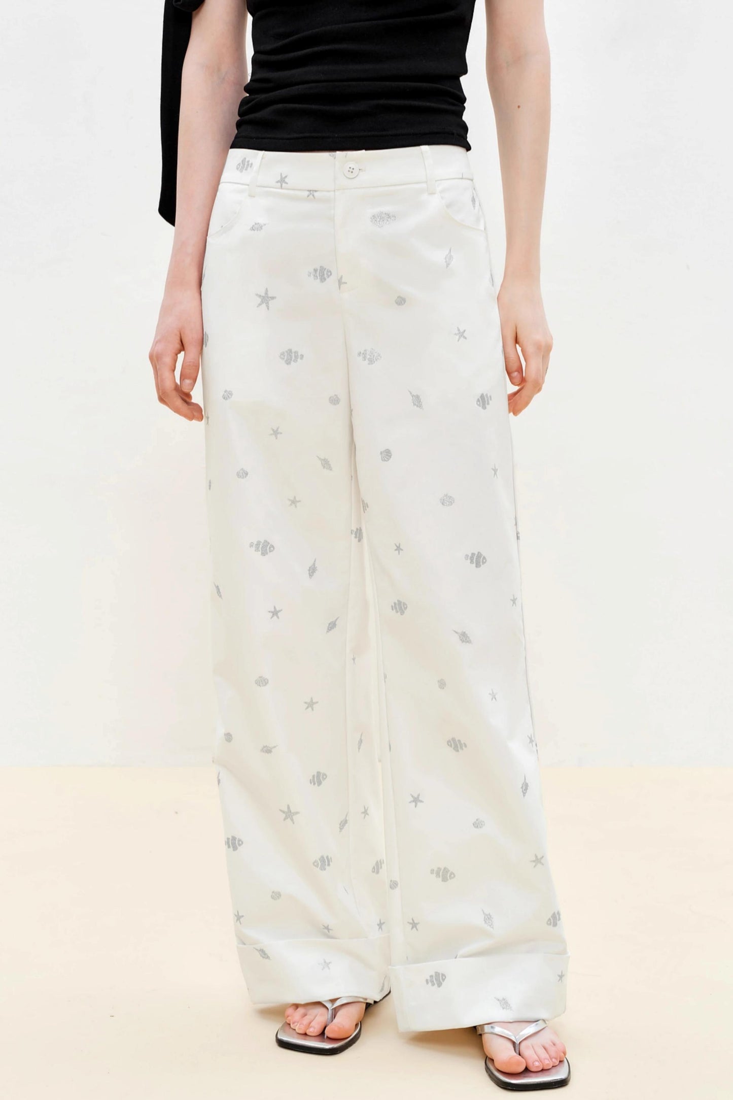 White Summer High-Waisted Straight Jeans