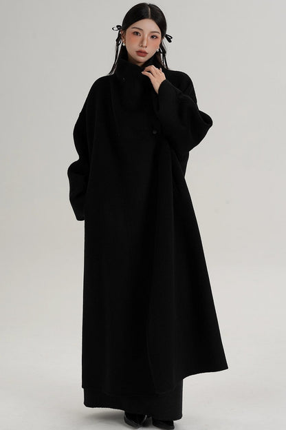 Stand-Up Collar Elongated Wool Coat